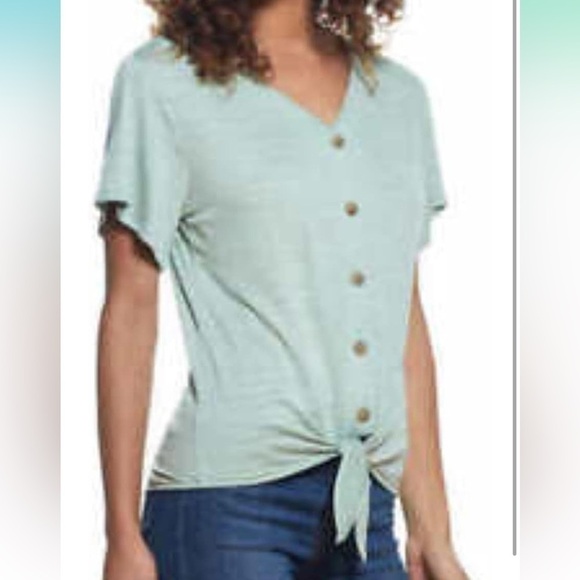 Weatherproof Vintage Woman's Tie Front Blouse Size L - Picture 3 of 8